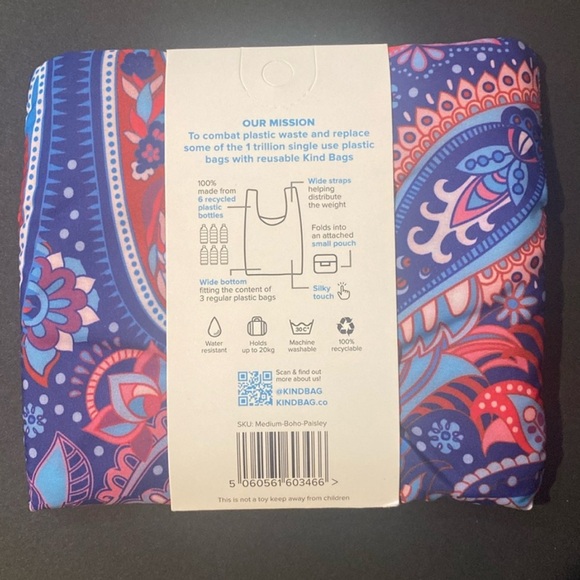 NWT KIND Boho Paisley Reusable Tote Bag - Picture 4 of 5